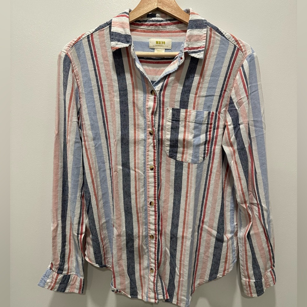 Maeve Multicolor Striped Button Down Shirt